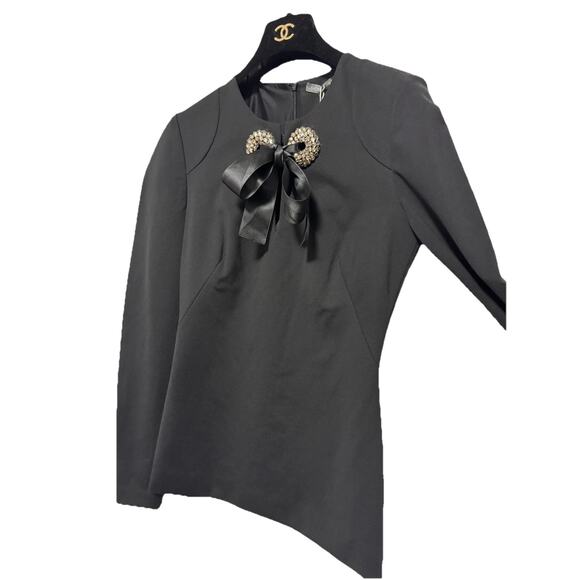 Alexander McQueen Blouse Womens IT 42 Black Crystal Bow Made Italy 364656QDL18 - Picture 8 of 16